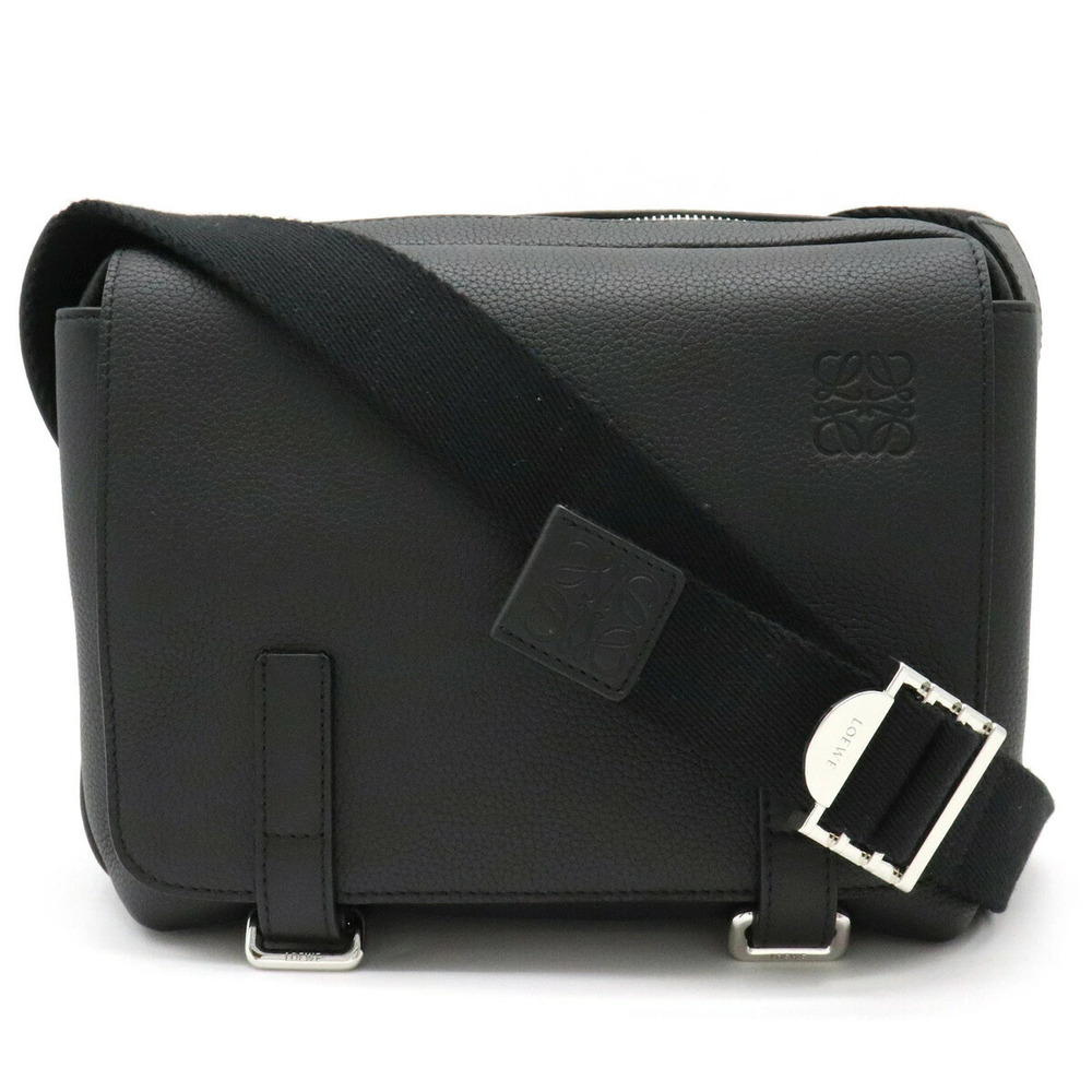 Loewe Anagram Military Messenger Bag Crossbody Leather Black